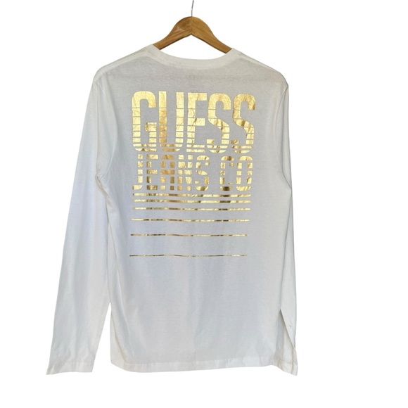 Guess Jeans Co Gold Metallic Long Sleeve Shirt - Picture 1 of 6